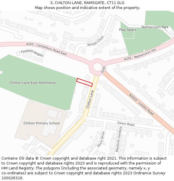 3, CHILTON LANE, RAMSGATE, CT11 0LG: Location map and indicative extent of plot