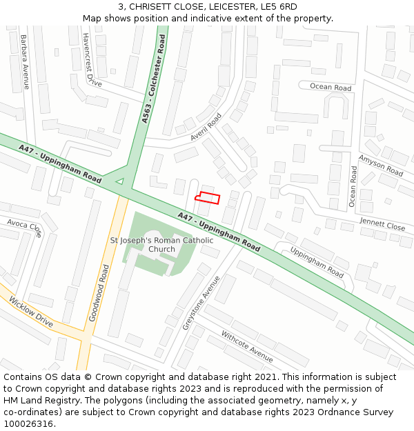 3, CHRISETT CLOSE, LEICESTER, LE5 6RD: Location map and indicative extent of plot