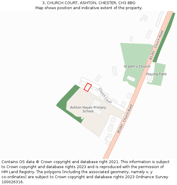 3, CHURCH COURT, ASHTON, CHESTER, CH3 8BG: Location map and indicative extent of plot