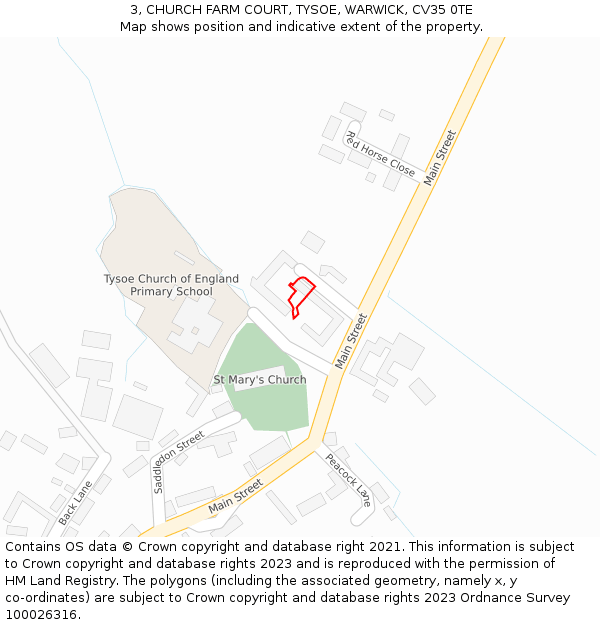 3, CHURCH FARM COURT, TYSOE, WARWICK, CV35 0TE: Location map and indicative extent of plot