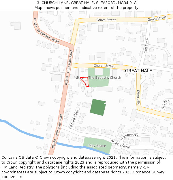 3, CHURCH LANE, GREAT HALE, SLEAFORD, NG34 9LG: Location map and indicative extent of plot