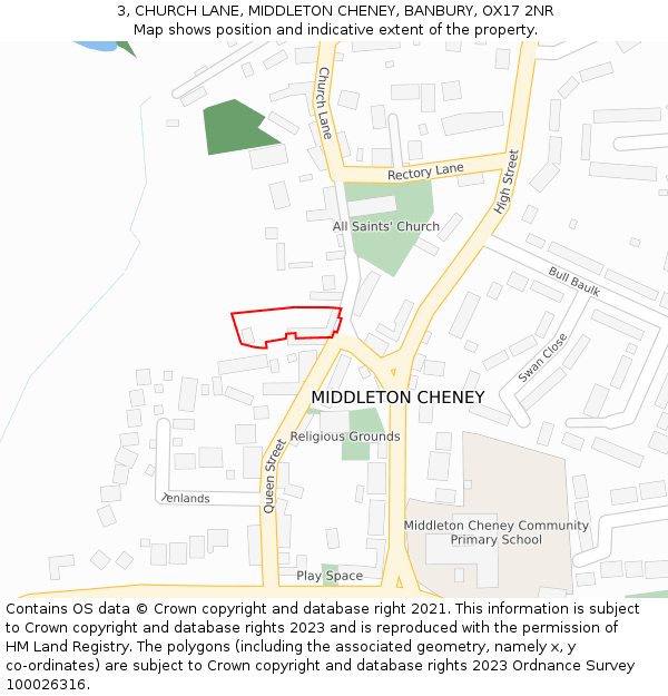 3, CHURCH LANE, MIDDLETON CHENEY, BANBURY, OX17 2NR: Location map and indicative extent of plot