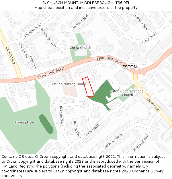 3, CHURCH MOUNT, MIDDLESBROUGH, TS6 9EL: Location map and indicative extent of plot