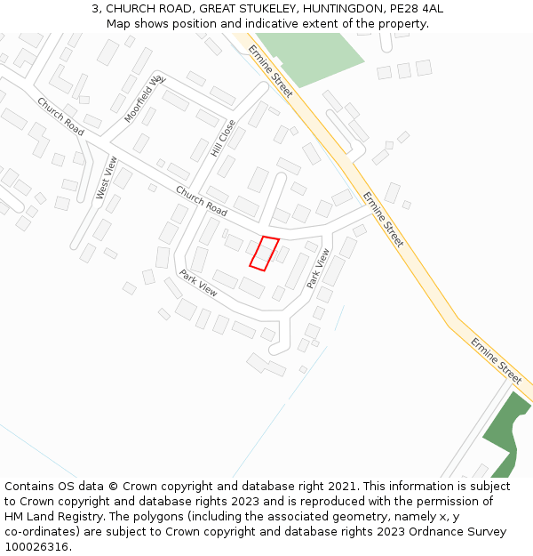 3, CHURCH ROAD, GREAT STUKELEY, HUNTINGDON, PE28 4AL: Location map and indicative extent of plot