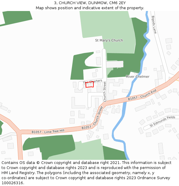 3, CHURCH VIEW, DUNMOW, CM6 2EY: Location map and indicative extent of plot