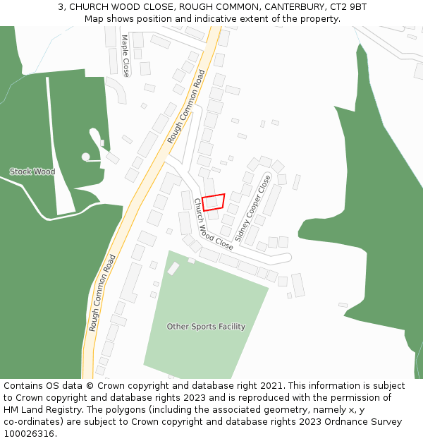 3, CHURCH WOOD CLOSE, ROUGH COMMON, CANTERBURY, CT2 9BT: Location map and indicative extent of plot