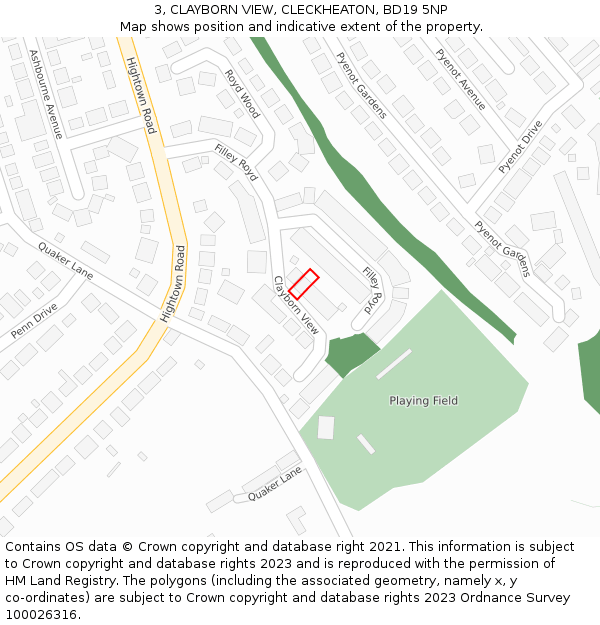 3, CLAYBORN VIEW, CLECKHEATON, BD19 5NP: Location map and indicative extent of plot