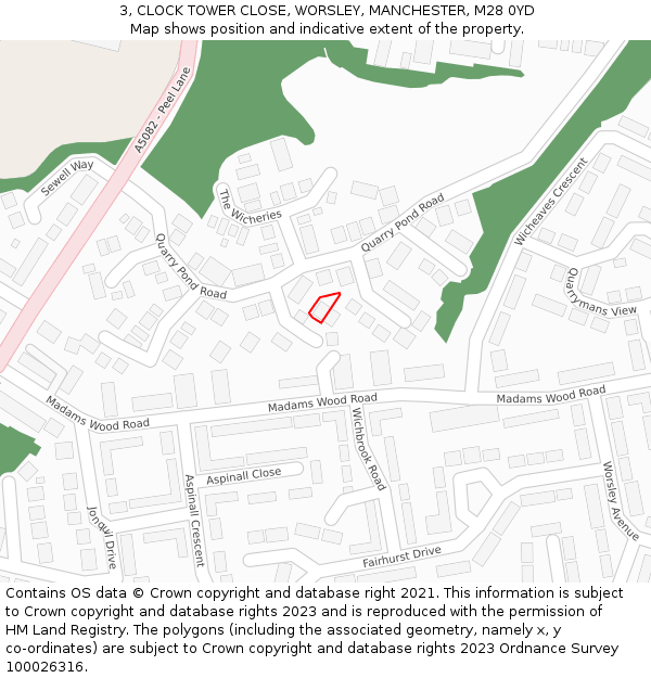 3, CLOCK TOWER CLOSE, WORSLEY, MANCHESTER, M28 0YD: Location map and indicative extent of plot