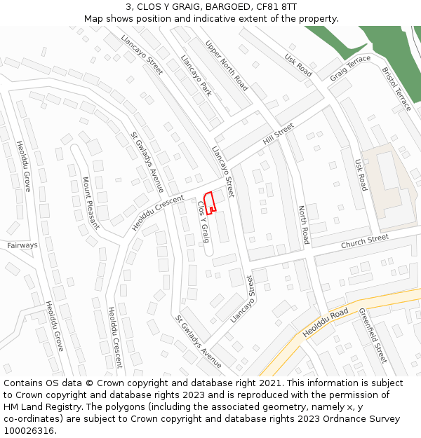 3, CLOS Y GRAIG, BARGOED, CF81 8TT: Location map and indicative extent of plot