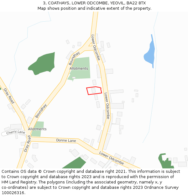 3, COATHAYS, LOWER ODCOMBE, YEOVIL, BA22 8TX: Location map and indicative extent of plot