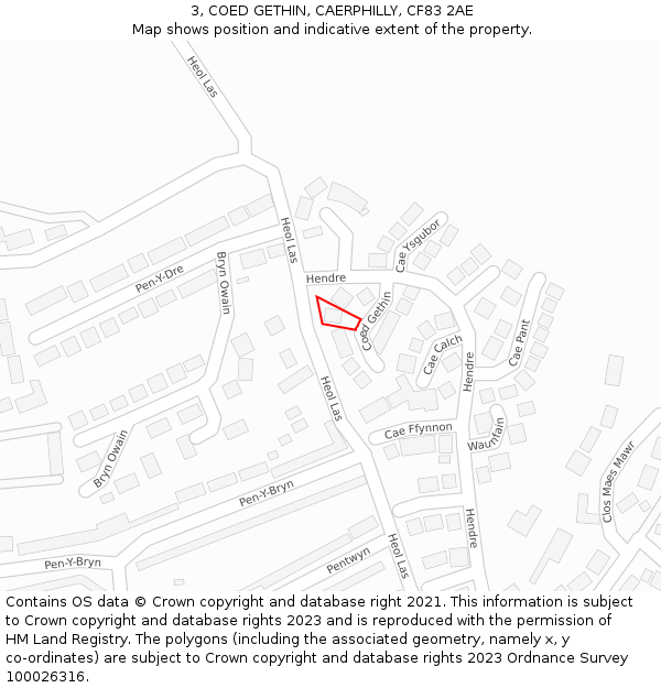 3, COED GETHIN, CAERPHILLY, CF83 2AE: Location map and indicative extent of plot