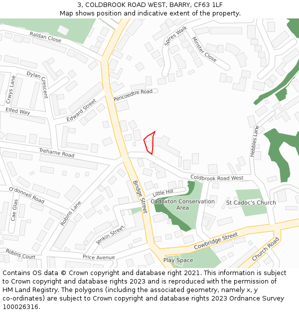 3, COLDBROOK ROAD WEST, BARRY, CF63 1LF: Location map and indicative extent of plot