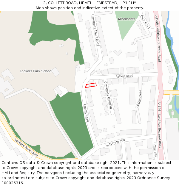 3, COLLETT ROAD, HEMEL HEMPSTEAD, HP1 1HY: Location map and indicative extent of plot
