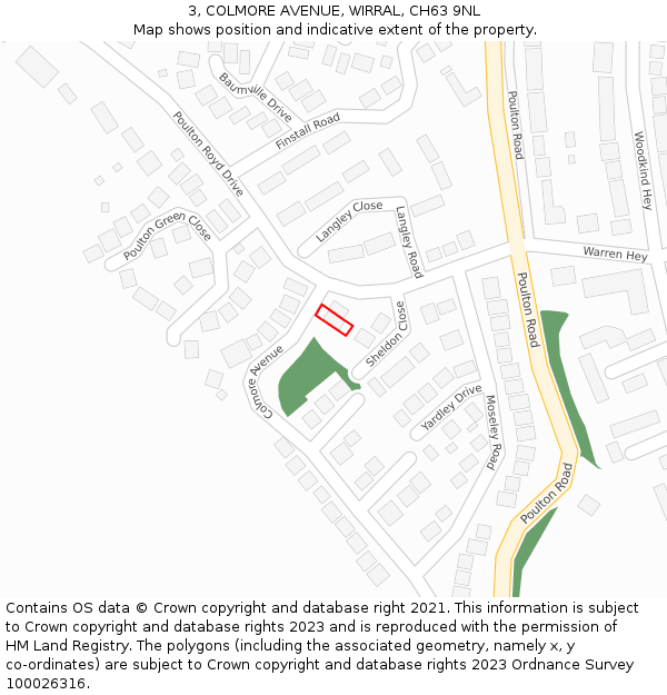 3, COLMORE AVENUE, WIRRAL, CH63 9NL: Location map and indicative extent of plot