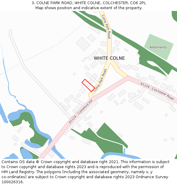 3, COLNE PARK ROAD, WHITE COLNE, COLCHESTER, CO6 2PL: Location map and indicative extent of plot