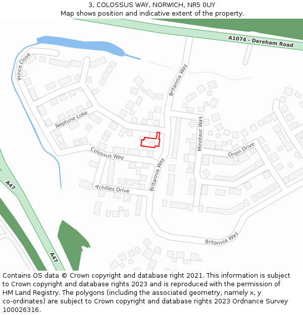 3, COLOSSUS WAY, NORWICH, NR5 0UY: Location map and indicative extent of plot