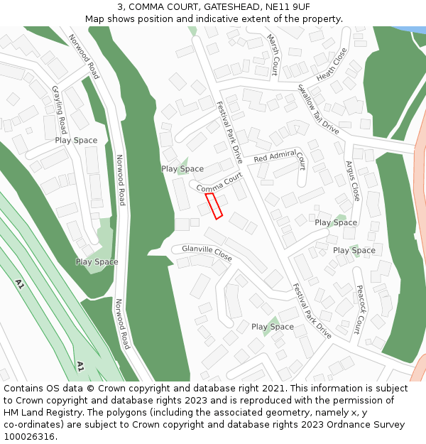 3, COMMA COURT, GATESHEAD, NE11 9UF: Location map and indicative extent of plot