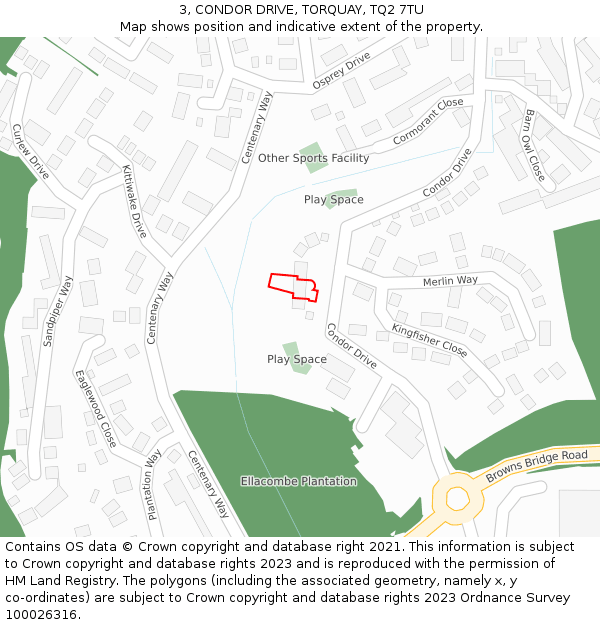 3, CONDOR DRIVE, TORQUAY, TQ2 7TU: Location map and indicative extent of plot