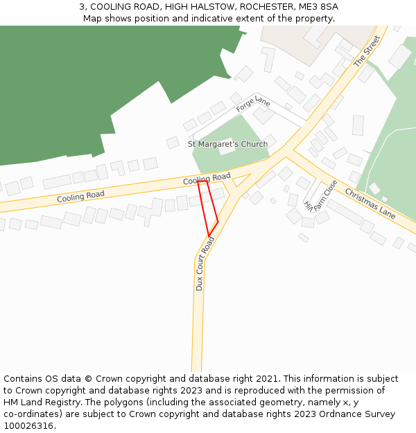 3, COOLING ROAD, HIGH HALSTOW, ROCHESTER, ME3 8SA: Location map and indicative extent of plot