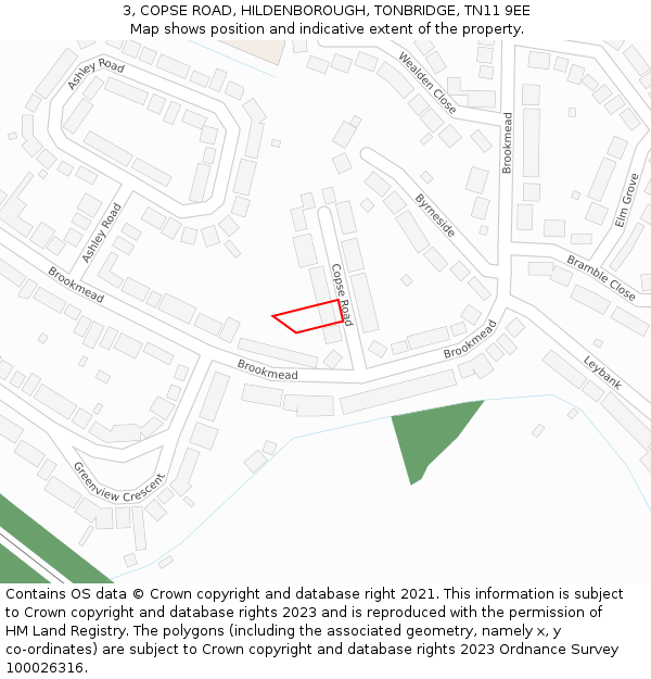 3, COPSE ROAD, HILDENBOROUGH, TONBRIDGE, TN11 9EE: Location map and indicative extent of plot