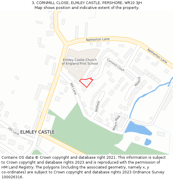 3, CORNMILL CLOSE, ELMLEY CASTLE, PERSHORE, WR10 3JH: Location map and indicative extent of plot