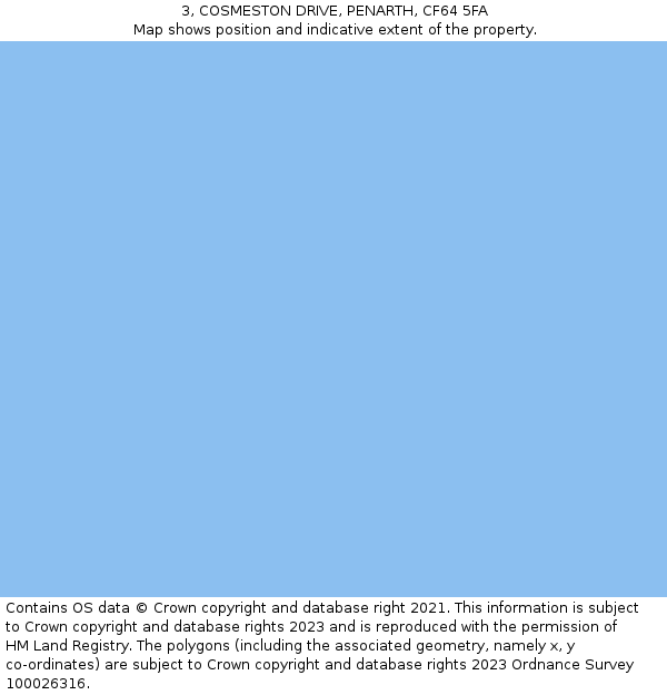 3, COSMESTON DRIVE, PENARTH, CF64 5FA: Location map and indicative extent of plot