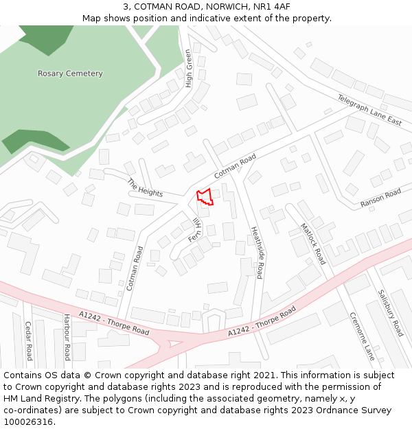 3, COTMAN ROAD, NORWICH, NR1 4AF: Location map and indicative extent of plot