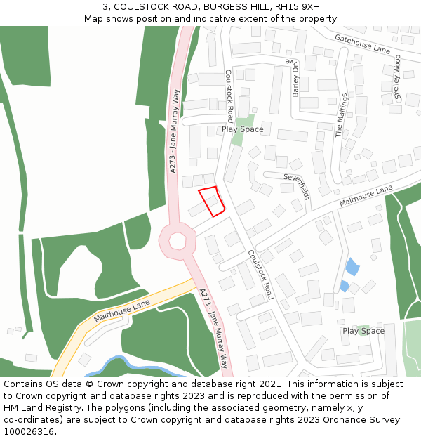 3, COULSTOCK ROAD, BURGESS HILL, RH15 9XH: Location map and indicative extent of plot