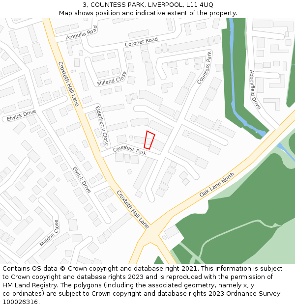 3, COUNTESS PARK, LIVERPOOL, L11 4UQ: Location map and indicative extent of plot