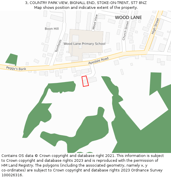 3, COUNTRY PARK VIEW, BIGNALL END, STOKE-ON-TRENT, ST7 8NZ: Location map and indicative extent of plot