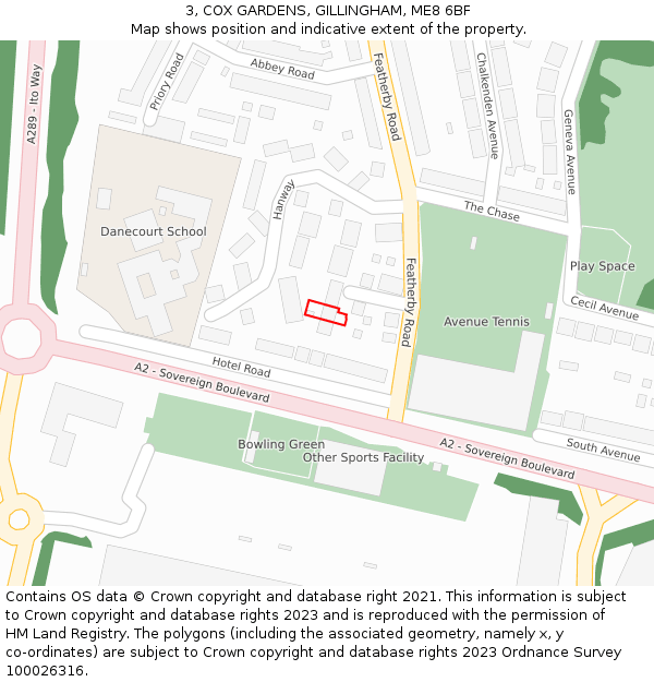 3, COX GARDENS, GILLINGHAM, ME8 6BF: Location map and indicative extent of plot