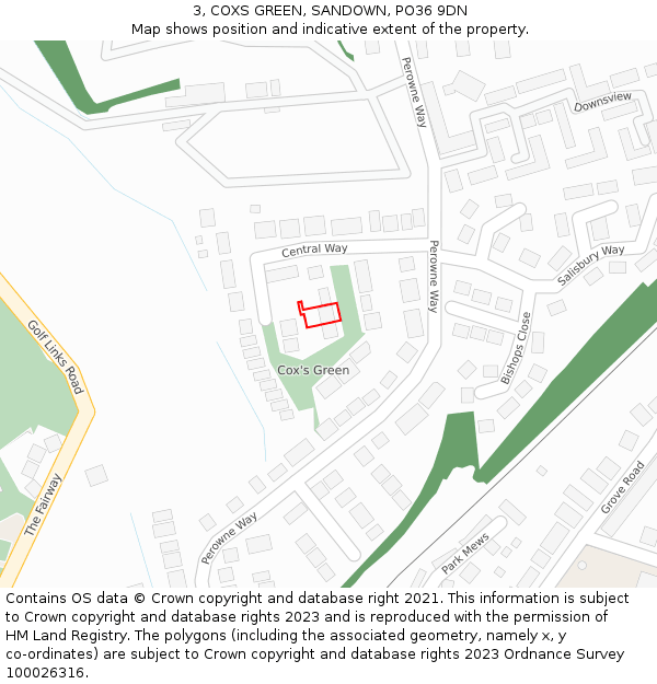 3, COXS GREEN, SANDOWN, PO36 9DN: Location map and indicative extent of plot