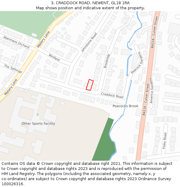 3, CRADDOCK ROAD, NEWENT, GL18 1RA: Location map and indicative extent of plot