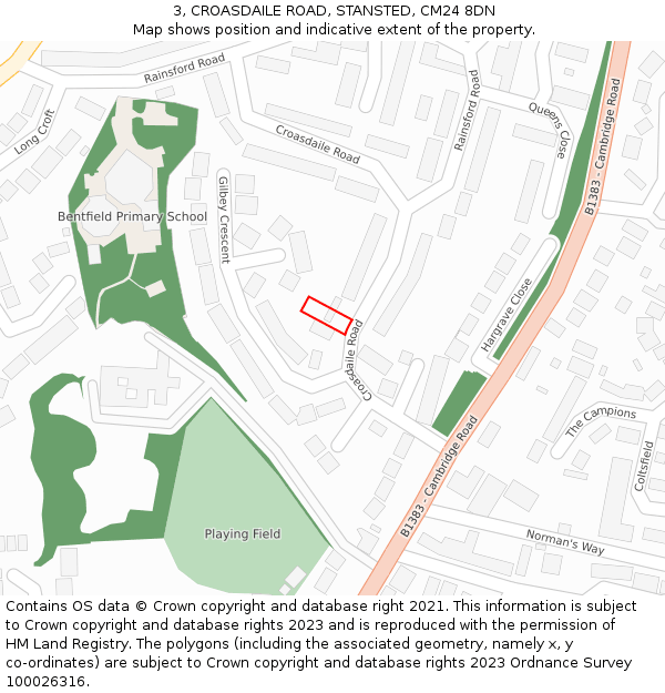 3, CROASDAILE ROAD, STANSTED, CM24 8DN: Location map and indicative extent of plot