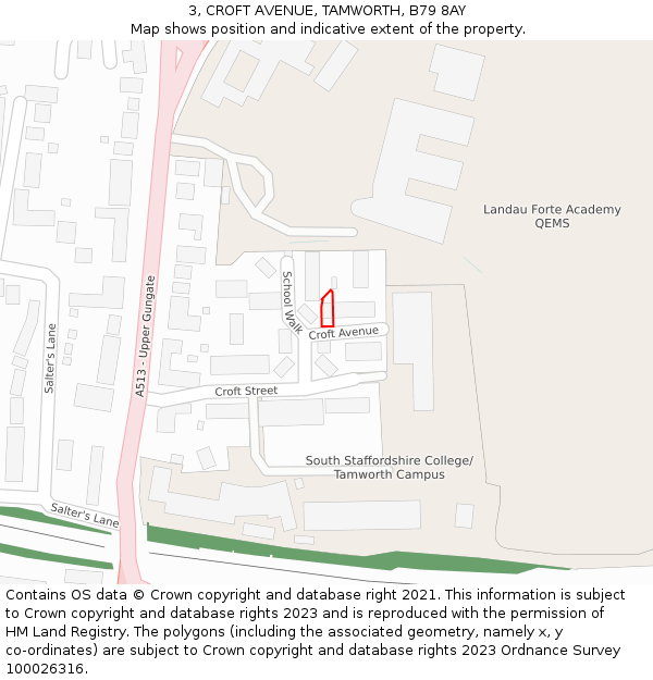 3, CROFT AVENUE, TAMWORTH, B79 8AY: Location map and indicative extent of plot