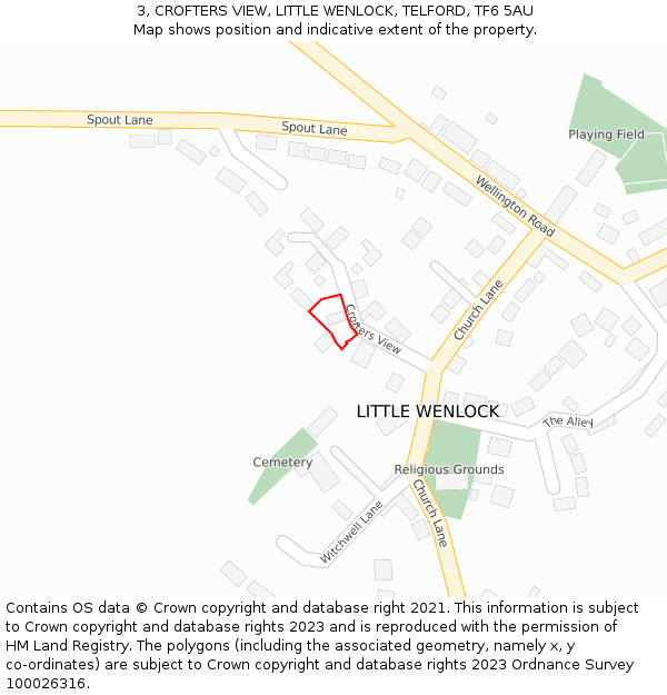 3, CROFTERS VIEW, LITTLE WENLOCK, TELFORD, TF6 5AU: Location map and indicative extent of plot