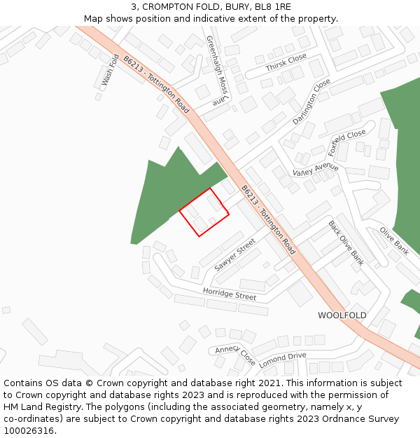 3, CROMPTON FOLD, BURY, BL8 1RE: Location map and indicative extent of plot
