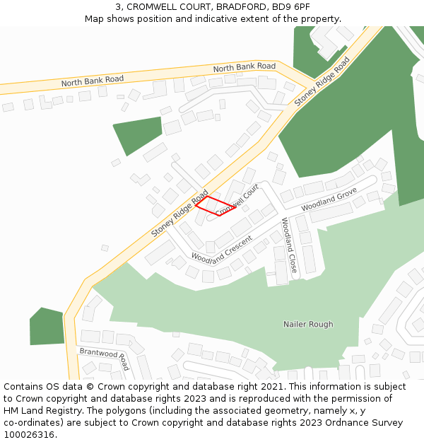 3, CROMWELL COURT, BRADFORD, BD9 6PF: Location map and indicative extent of plot