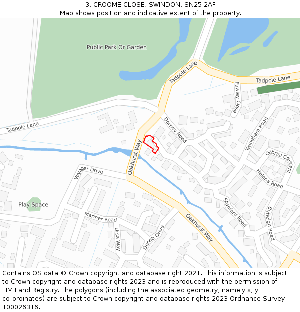 3, CROOME CLOSE, SWINDON, SN25 2AF: Location map and indicative extent of plot