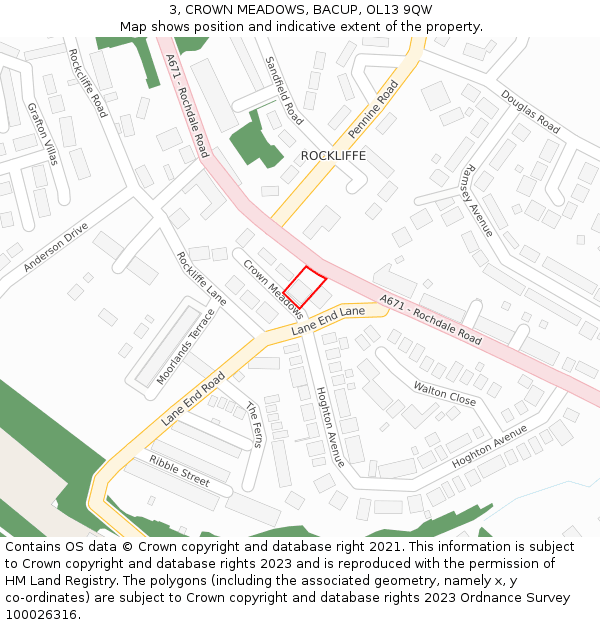 3, CROWN MEADOWS, BACUP, OL13 9QW: Location map and indicative extent of plot