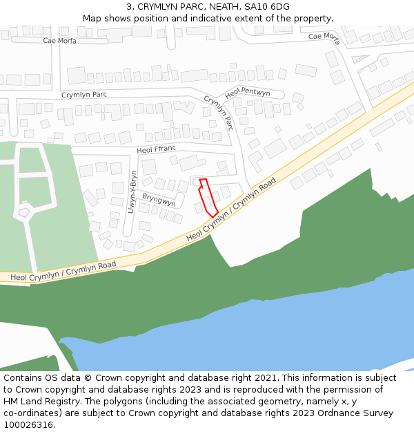 3, CRYMLYN PARC, NEATH, SA10 6DG: Location map and indicative extent of plot