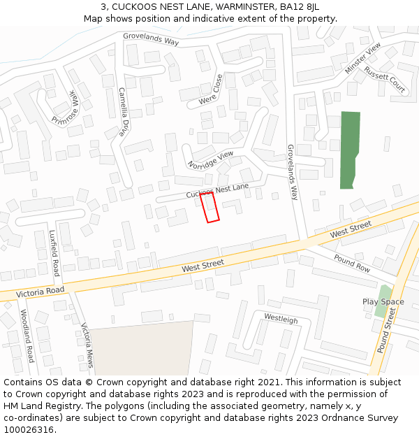 3, CUCKOOS NEST LANE, WARMINSTER, BA12 8JL: Location map and indicative extent of plot