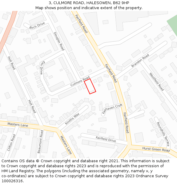 3, CULMORE ROAD, HALESOWEN, B62 9HP: Location map and indicative extent of plot