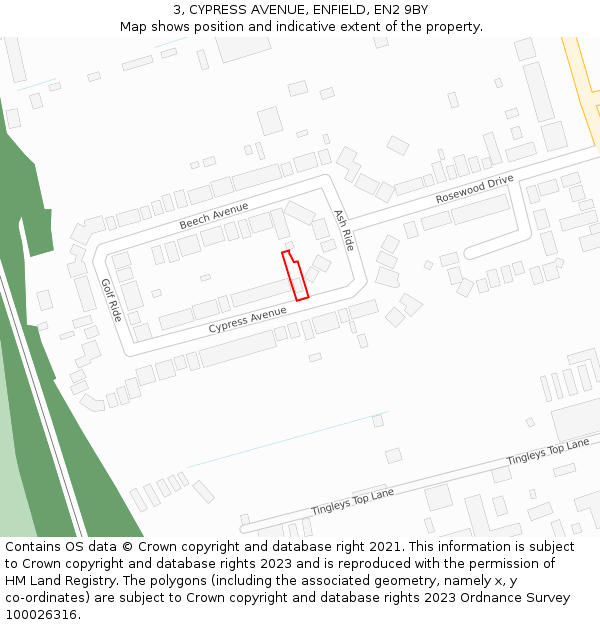 3, CYPRESS AVENUE, ENFIELD, EN2 9BY: Location map and indicative extent of plot