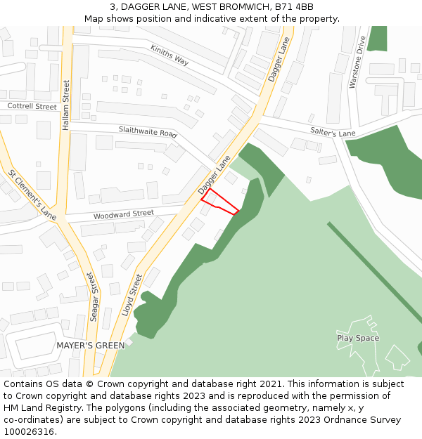 3, DAGGER LANE, WEST BROMWICH, B71 4BB: Location map and indicative extent of plot