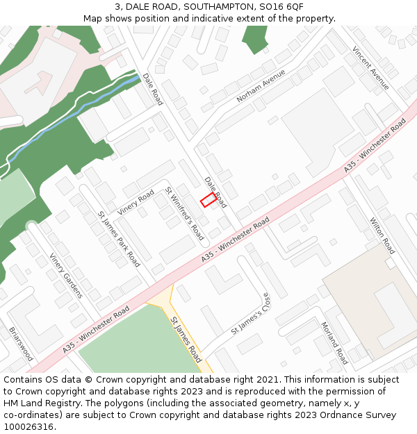 3, DALE ROAD, SOUTHAMPTON, SO16 6QF: Location map and indicative extent of plot