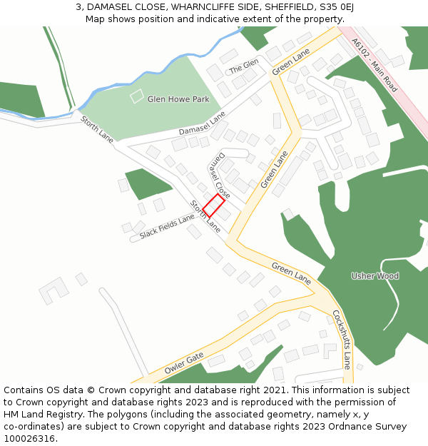 3, DAMASEL CLOSE, WHARNCLIFFE SIDE, SHEFFIELD, S35 0EJ: Location map and indicative extent of plot