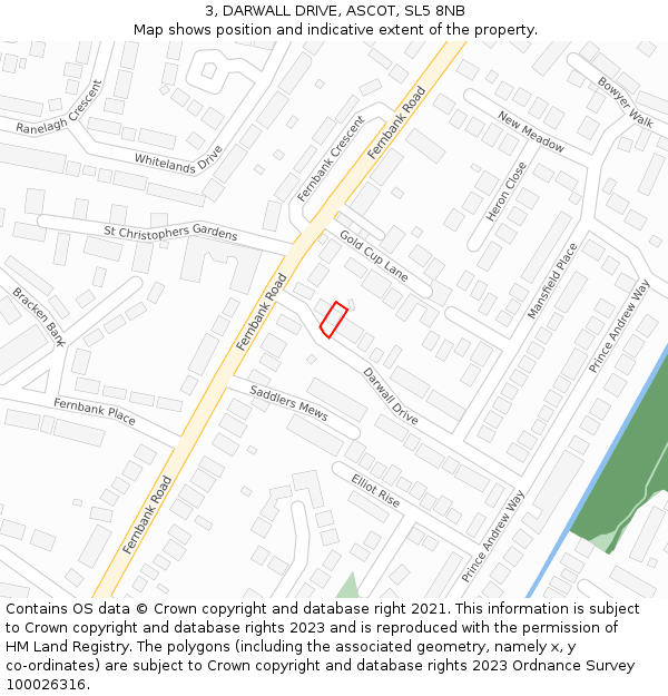 3, DARWALL DRIVE, ASCOT, SL5 8NB: Location map and indicative extent of plot