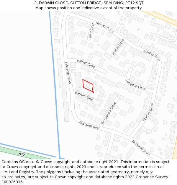 3, DARWIN CLOSE, SUTTON BRIDGE, SPALDING, PE12 9QT: Location map and indicative extent of plot