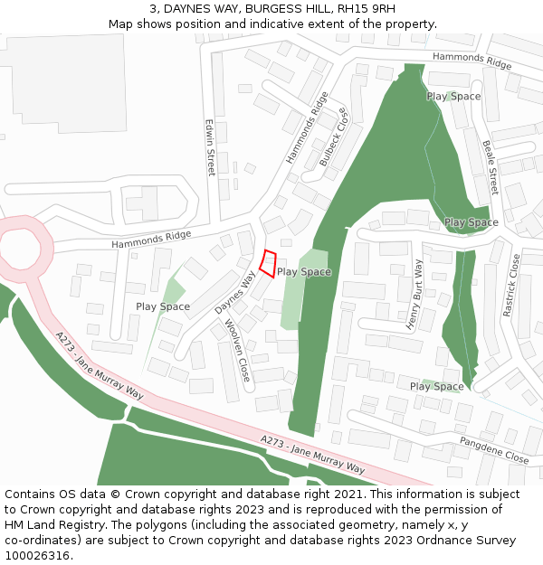 3, DAYNES WAY, BURGESS HILL, RH15 9RH: Location map and indicative extent of plot